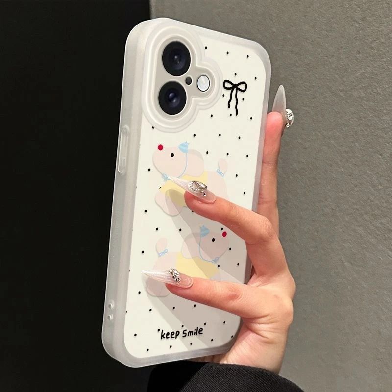 Hình chó con phù hợp với 16 vỏ điện thoại iPhone 17 Air, cảm giác da 14/13/11 Pro