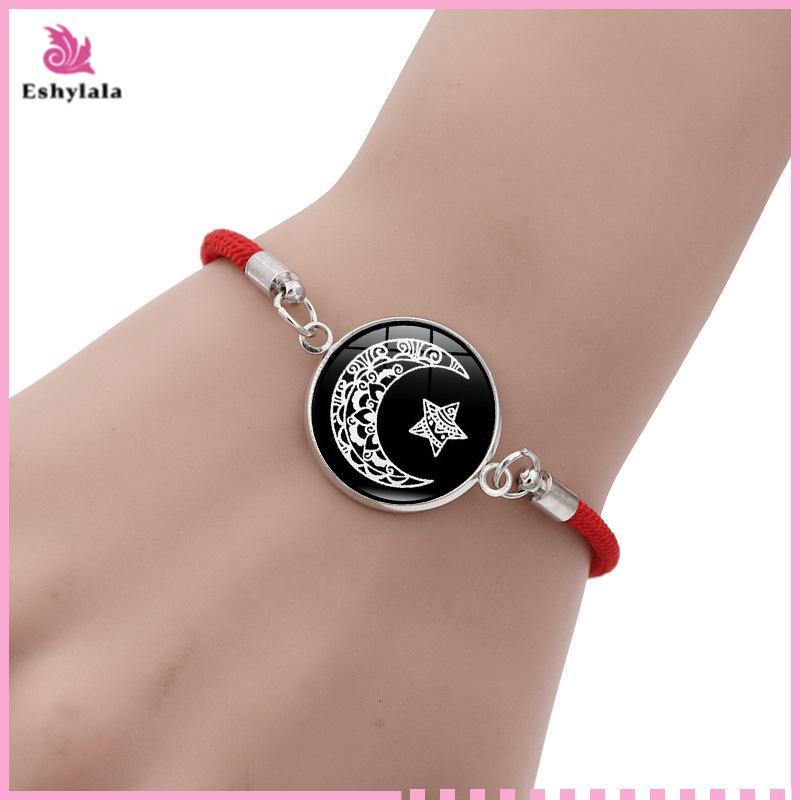 Eshylala 2 Cái / bộ Dạ Quang Cặp Đôi Mặt Trăng Vòng Tay Dành Cho Nữ Dây Dệt Có Thể Điều Chỉnh Quyến Rũ Tình Bạn Bạn Gái Trang Sức Dự Tiệc Quà Tặng [MỚI]