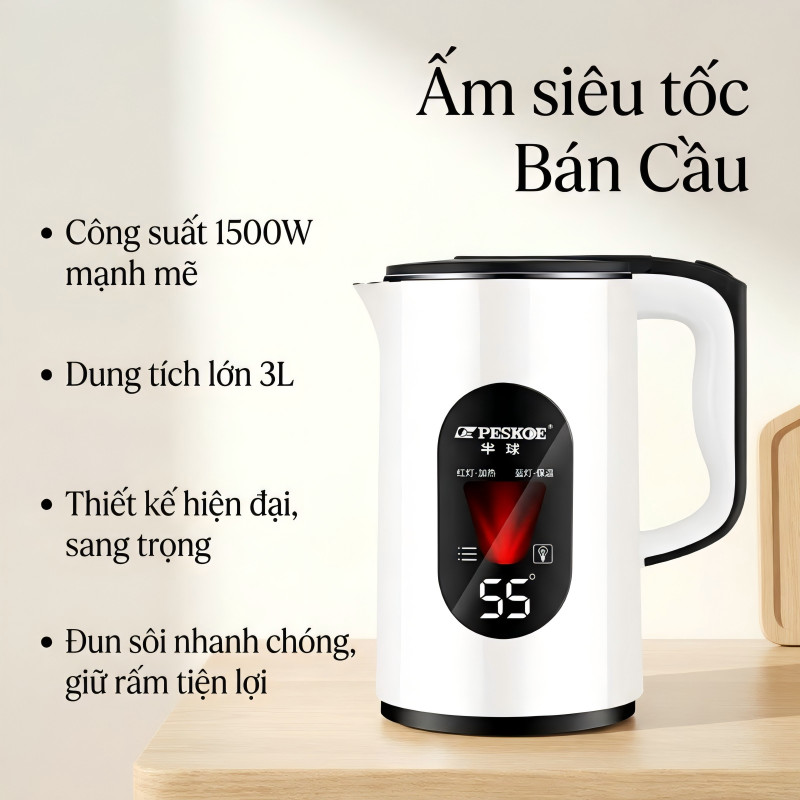 ấm đun siêu tốc Bình đun nước điện, nhiệt độ 55 độ Bình đun nước siêu tốc  sức khoẻ Nhiệt độ luôn là 55 độ
