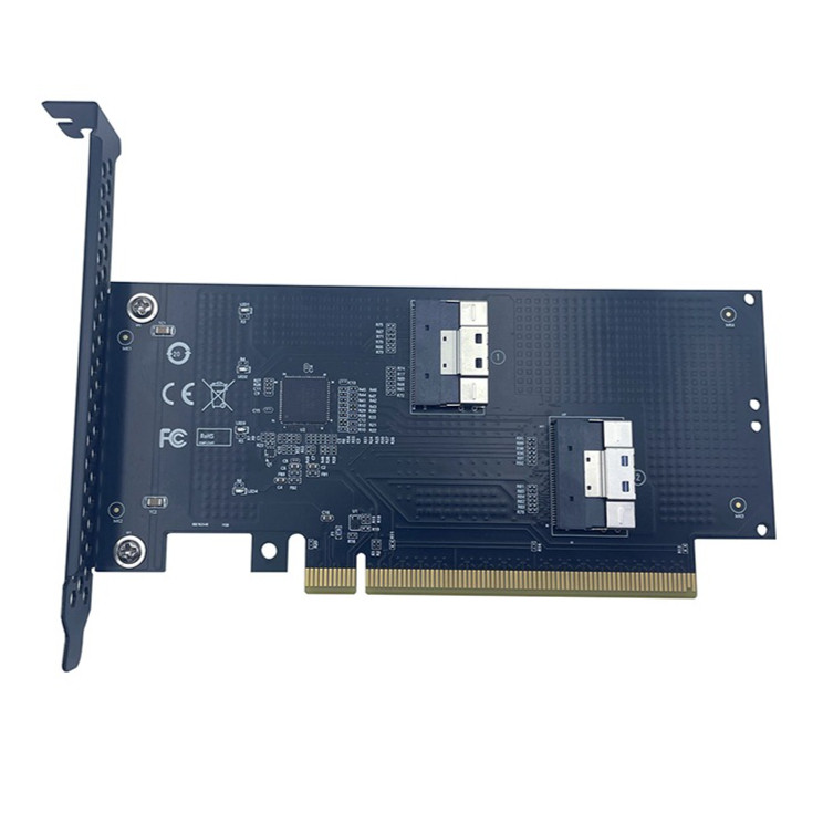Cáp dữ liệu JMT SlimSAS SFF-8654 8i o 8i & SFF-8654 sang PCI-E 4.0 X16 Gen4 Thẻ chuyển đổi & Mặt sau Cổng hỗ trợ Chia tách