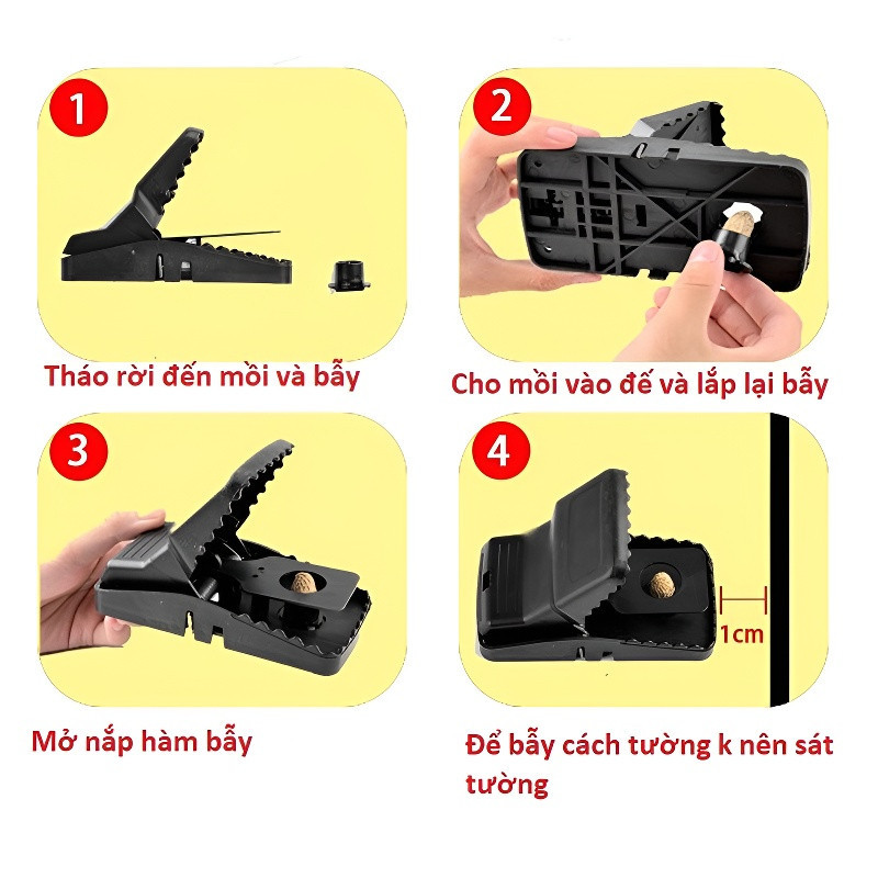 【48h】Bẫy chuột tự động kèm lò xo có độ nhạy cao, lực kẹp mạnh, thích hợp sử dụng trong nhà và ngoài sân vườn.