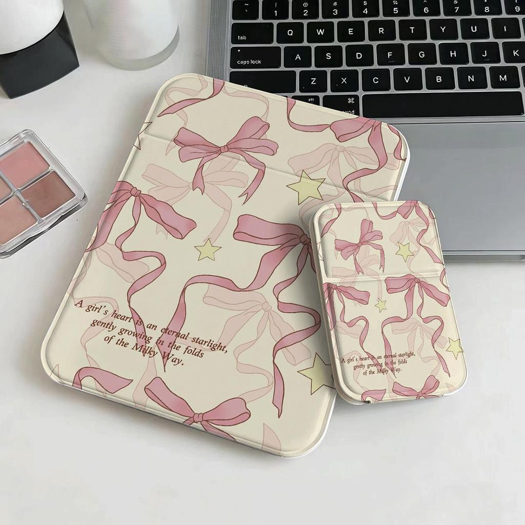 Màu hồng Bowknot Gương Trang Điểm Gập Đẹp Hiện Đại, Phong Cách Hàn Quốc