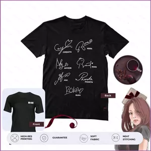 Áo thun merchandise chính thức BABYMONSTER với hình ảnh các thành viên Ahyeon, Asa, Ruka, Rami, Pharita, và Rora - YS3