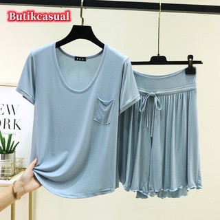 Phụ Nữ Modal Áo Quần Short Bộ plus Kích Thước Túi Ngắn Tay Áo Cao Cấp Quần Short Mùa Hè Rời Nhà Phù Hợp Với M 6XL