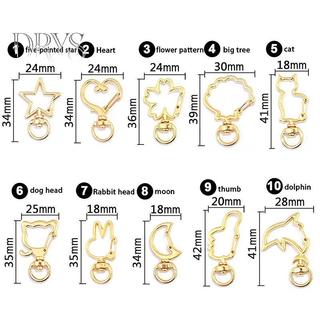 (TFT) 10 Chiếc Mặt Trăng Dễ Thương Ngôi Sao Trái Tim Mèo Động Vật Hoa Rỗng DIY Móc Khóa Phụ Kiện Tôm Hùm Khóa Vòng Chìa Khóa Với Vòng Mở 8mm MỚI