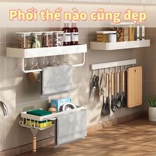 Giá Treo Bếp Không Khoan, Móc Treo Dụng Cụ Nhà Bếp Bằng Nhôm Không Gian, Móc Treo Trên Tường, Chống Rỉ Và Bền