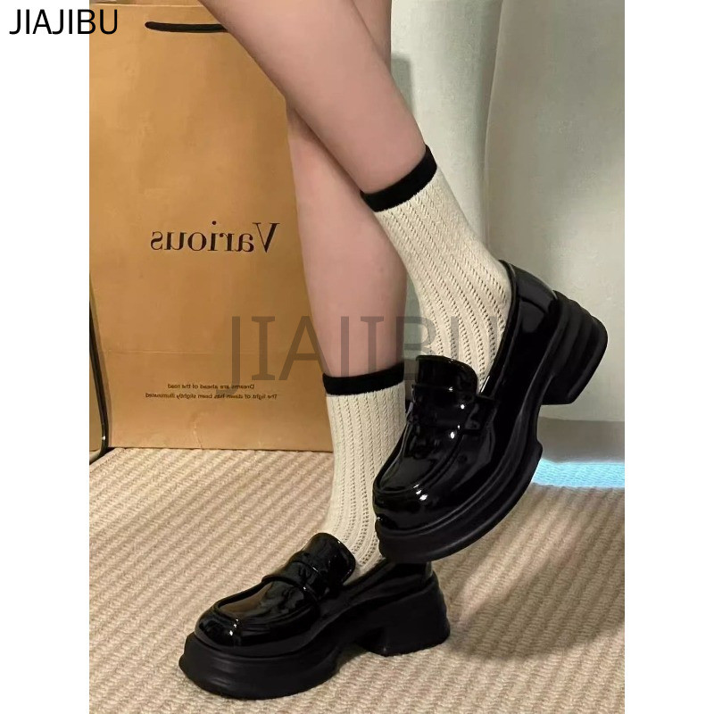Size 34-45 Giày Da JK Kiểu Anh, Mũi Tròn, Đế Dày, Chống Trơn Trượt, Màu Đen Mờ, Chất Liệu Da Cao Gót, Thích Hợp Đi Học. 44 Giày Lười Kiểu Lolita Nhật Bản Cổ Điển Cỡ Lớn Dành Cho Phụ Nữ Và Bé Gái 43 Korean Fashion Patent Leather Mary Jane Shoes 42