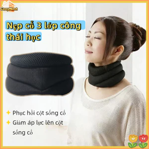 Nẹp cổ 3 lớp công thái học –mút mềm đàn hồi, hỗ trợ giảm cổ rùa, định hình cổ, giảm đau mỏi vai gáy
