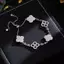 Vòng tay có thể điều chỉnh mạ bạc dành cho nữ - Vòng tay bốn lá Zircon Mother-of-Pearl Mạ vàng 24K - Kỷ niệm giao tiếp thanh lịch