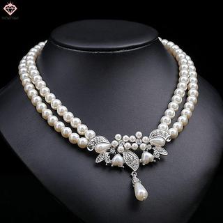 Thời trang bông tai ngọc trai giả hai lớp, thiết kếnelace sang trọng