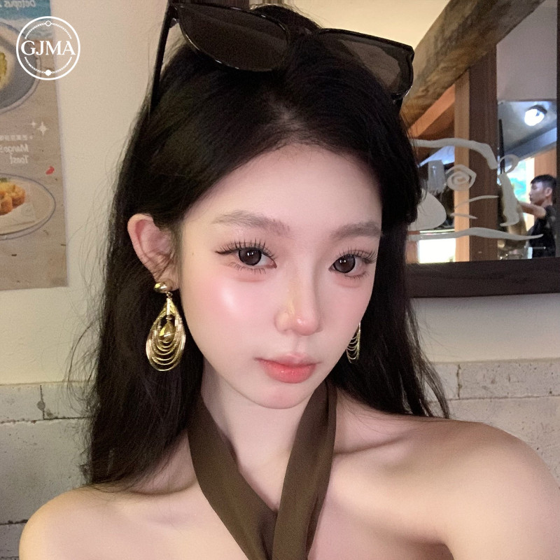 Bông tai giọt nước phóng đại, phụ kiện nữ cao cấp và thời trang