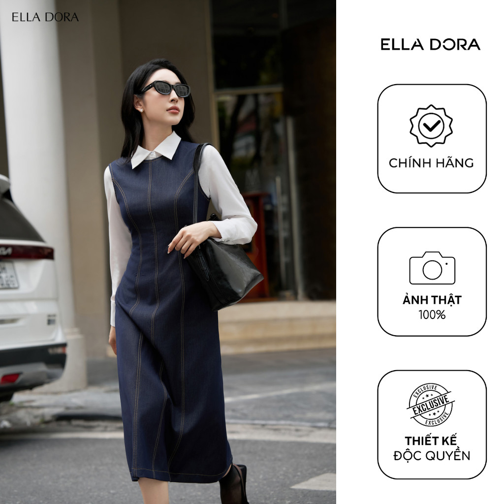 Đầm gile nữ ELLA DORA không tay dáng ôm nhẹ chiết eo thiết kế thanh lịch sang trọng [D192]
