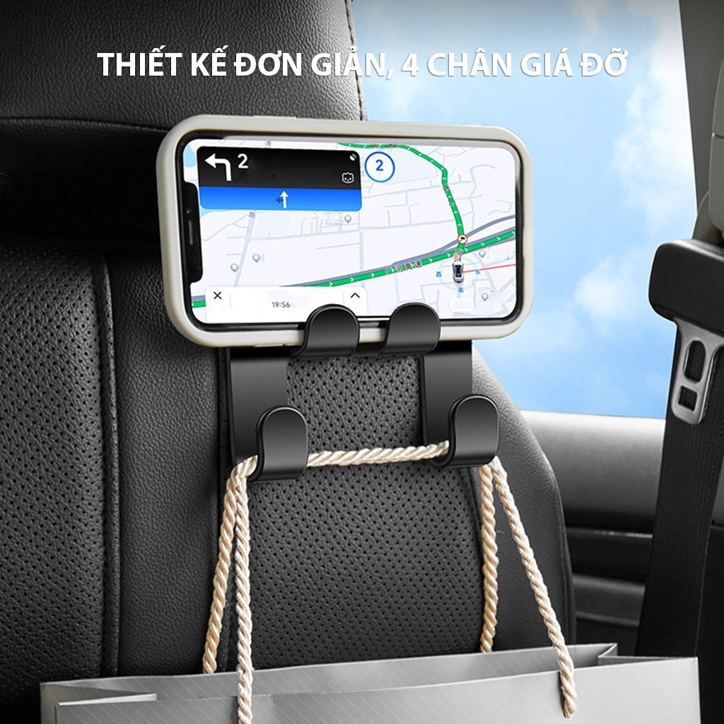 Combo 4 Móc Treo Đồ Gắn Sau Ghế Ô Tô, Giá Đỡ Điện Thoại 4 Chân Đa Năng Phù Hợp Với Mọi Loại Xe Cobak Auto