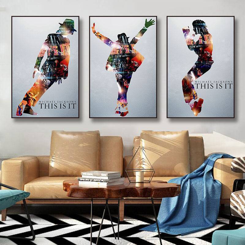 Michael Jackson Retro Âm Nhạc Poster Canvas Treo Tường Nghệ Thuật Cho Nhà Hàng Thanh Câu Lạc Bộ Trang Trí Nhà Không Khung