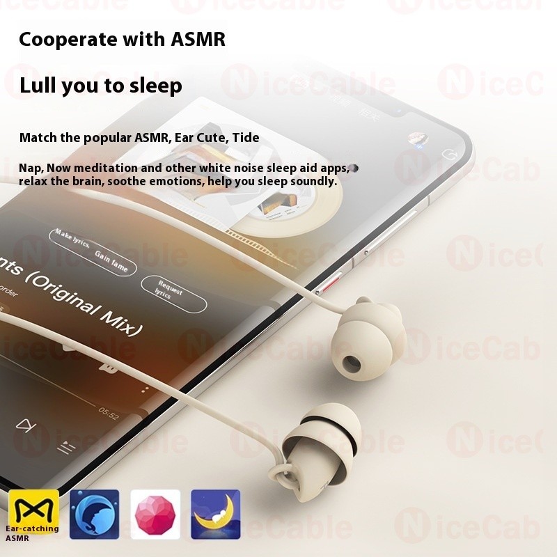 Tai nghe có dây âm thanh nổi HiFi Tai nghe silicon mềm đặc biệt dành cho giấc ngủ Khuỷu tay 3,5mm & Loại C Cắm Tai nghe khử tiếng ồn kép Tương thích rộng rãi