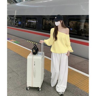 Hàn Quốc Khoe vai Rộng rãi Áo thun dài tay Áo Nữ