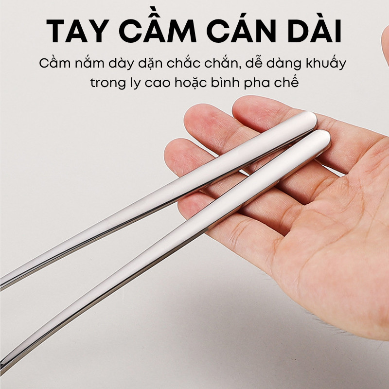 Muỗng Cà Phê Inox 304 Cán Dài KOOBEE – Thìa Khuấy Ly Cao, Muỗng Múc Đá, Múc Mật Ong, Nĩa Cocktail Thanh Lịch | 343