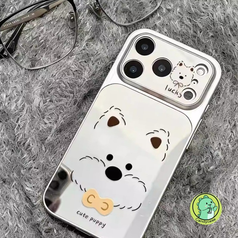 Ốp Điện Thoại Gương Bạc Cho Vivo Y31D Y500 Y500i Y300 X300 X200 FE T4 Ultra S30 Pro Mini Plus iQOO 15 Ultra Z10 5G 4G Vỏ Sang Trọng Hoạt Hình Dễ Thương Westie Puppy Vỏ Mềm