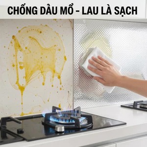 Giấy Bạc Dán Bếp Vân Vỏ Cam Vân Caro Chống Dầu Mỡ Cách Nhiệt Decal Dán Tường Tủ Bếp Tự Dán Dày Dặn Chống Thấm Nước Dễ Lau Chùi