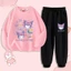 Bộ áo Hoodie và quần in hình hoạt hình Kuromi dành cho trang phục thể thao thông thường dành cho trẻ em