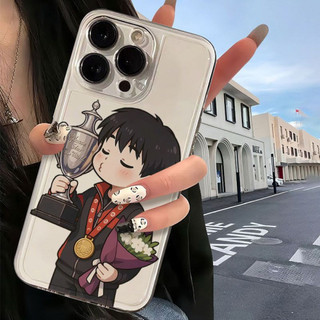Ốp điện thoại Q-version Sun Yingsha và Wang Chuqin cho iPhone 17Air / 16 / 15PLUS / 14 / 13pro Max / 12 / 11 / X / XS / 7 / 8, Vỏ trong suốt, chống thấm nước, chống sốc, vỏ bảo vệ