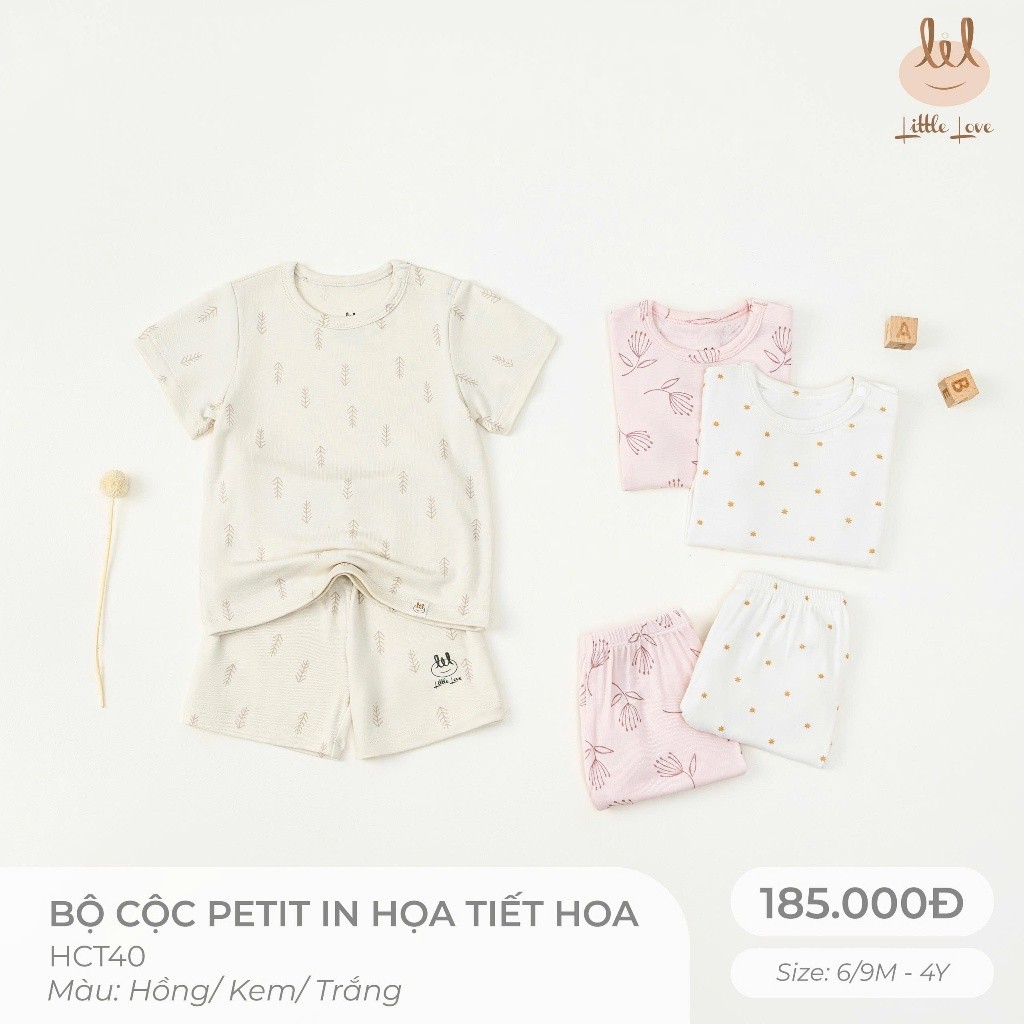 BỘ CỘC  TAY VẢI PETIT HỌA TIẾT [ SIÊU MỀM, MÁT, MỊN CO DÃN VÀ THẤM HÚT TỐT)  SZ 6M -4Y (HCT40)