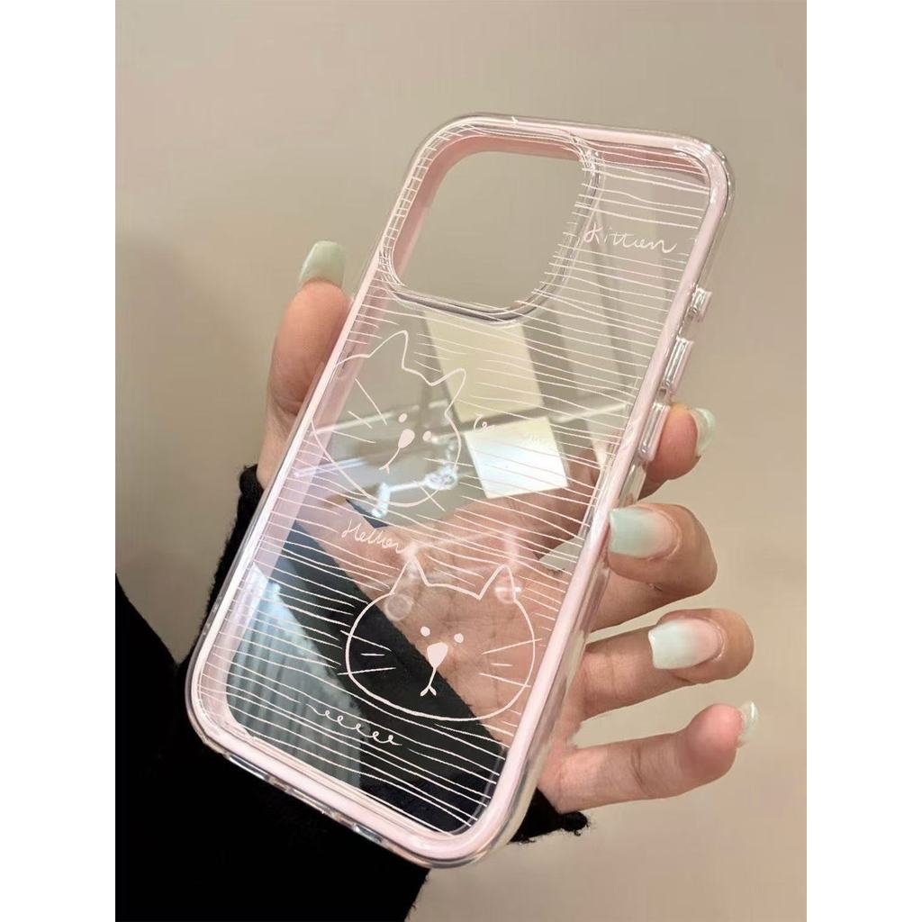 Đường nét mèo phù hợp với vỏ điện thoại 17pro/13, iPhone 16/14 nữ, 15/12 pro/ ba trong một, mẫu mới đáng yêu