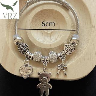 Bfvn Cổ Đính Hạt Vòng Tay Quyến Rũ Gấu Mặt Dây Chuyền Trái Tim Tình Yêu Có Thể Điều Chỉnh Vòng Tay Nữ DIY Trang Sức Quà Tặng HOT