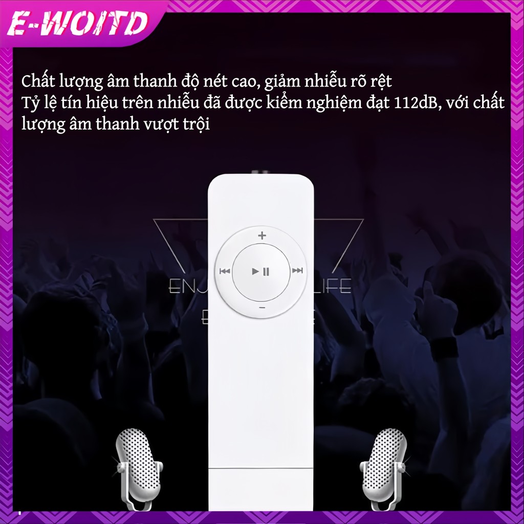 E-WOITD Plug-In Card Mp3 Player có tai nghe Lecteur Music Hi-Fi Chạy thể thao Âm thanh di động Phương tiện truyền thông Phụ kiện học sinh HNVN