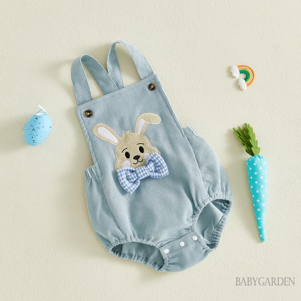 Bé Trai Phục Sinh Tổng Thể Áo Liền Quần Bowtie Thỏ Thêu Không Tay Jumpsuit Thường Ngày Mùa Hè Mùa Xuân Quần Áo