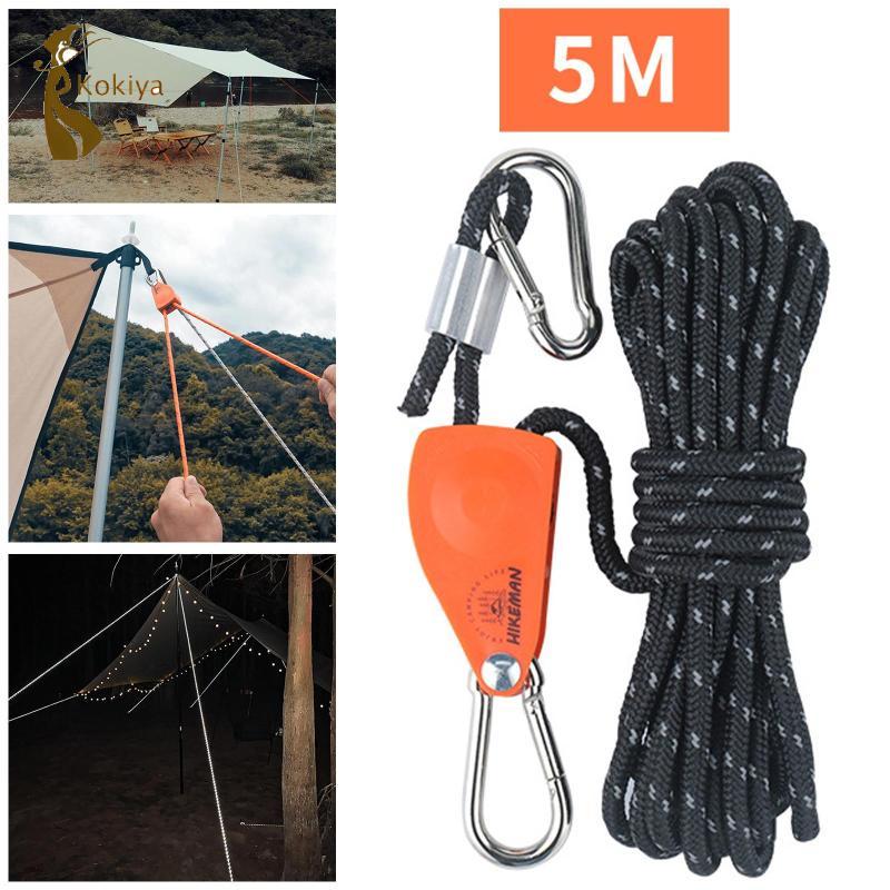 Ròng Rọc Ratchet với Dây Móc Phát Sáng và Khóa Nhanh cho Treo Mái Hiên và Lều