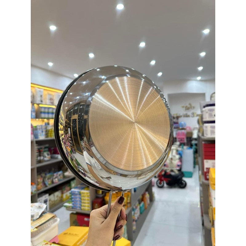 ✅ QUÁNH, CHẢO INOX 304 Nấu Bột và Xào Đồ Ăn Cho Bé, ĐÁY 3 LỚP - Quà tặng TÃ BỈM GOOBY chính hãng
