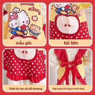 Tạp dề Hello Kitty dễ thương không tay, dùng trong bếp gia đình, chống nước chống dầu, dành cho nữ, phục vụ ẩm thực