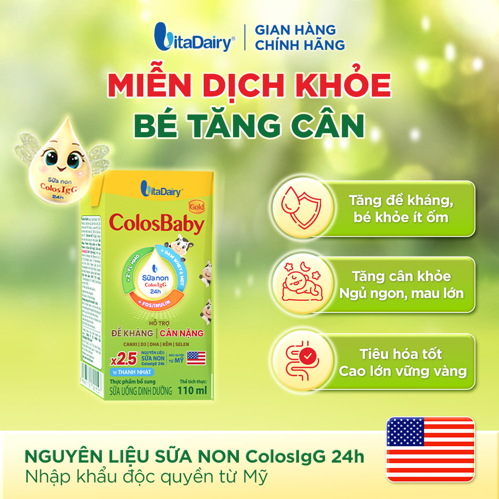 [THÙNG 48 HỘP] Sữa uống dinh dưỡng ColosBaby Gold cải tiến 110ml/180ml - Bổ sung năng lượng, Thơm ngon dễ uống