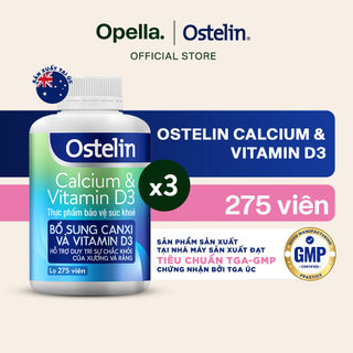 Bộ 3 Ostelin Viên Uống Hỗ Trợ Bổ Sung Calcium & Vitamin D3 Duy Trì Chắc Khỏe Xương và Răng 275 viên
