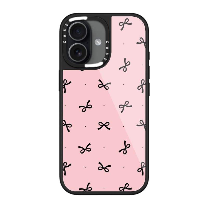 CASECASE X The Bow - Ốp điện thoại màu hồng Vỏ kính hút từ tính chống trầy xước cho IPhone 17 Air 16 15 14 Pro Max Plus Ốp lưng cứng có hộp khắc Logo