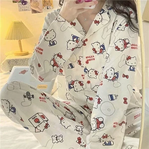 Bộ Đồ Ngủ Nữ Da Báo In Tiền Cũ Phong Cách Xuân Thu Ngọt Ngào Dài Tay Quần Rời Ký Túc Xá Sinh Viên Nhà