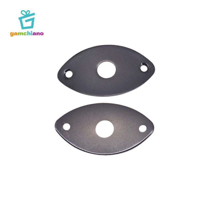 2 Miếng Kim Loại Hình Bầu Dục Cong Jack Đĩa Cho Đàn Guitar Điện Phần Bass Bạc
