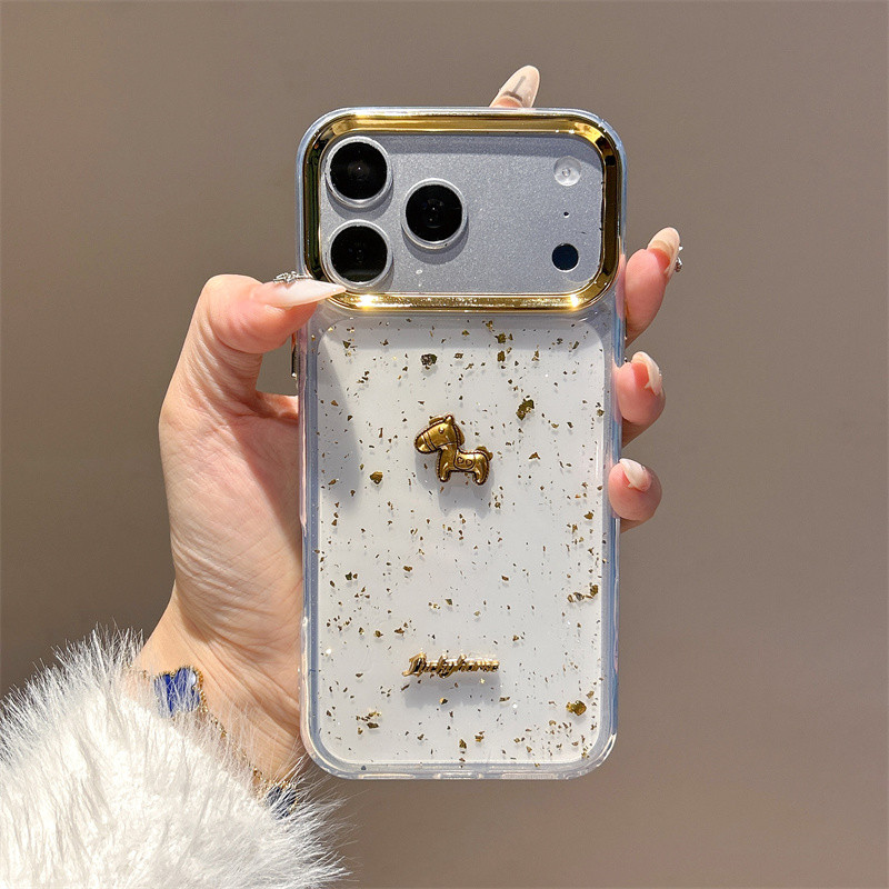 Ốp lưng iPhone ngựa vàng phù hợp cho iPhone 17 Pro Max, iPhone 17 16 15 14 13 12 11