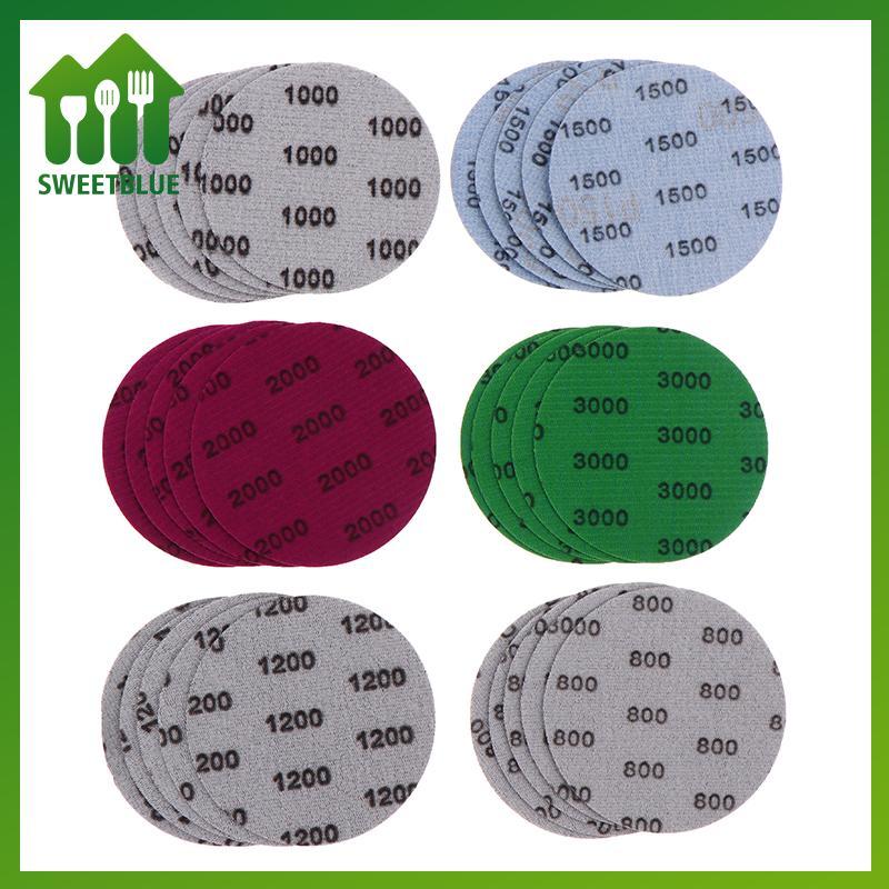 SWEET 30 Cái 3 Inch 75MM Bộ Giấy Chà Nhám 800-3000 Grit Đĩa Chà Nhám Khô Ướt Móc Vòng Giấy Nhám Dụng Cụ Mài Mòn Phù Hợp Với Kim Loại Gỗ n