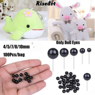Risedot 100 Cái / túi Kính Đen Mắt Quà Tặng Giáng Sinh Nhựa 4 / 5 / 7 / 8 / 10 Mm Gấu Kim nỉ