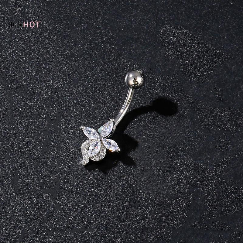 Nhẫn rốn bướm hoa thép không gỉ - Trang sức gợi cảm dành cho nữ và bé gái