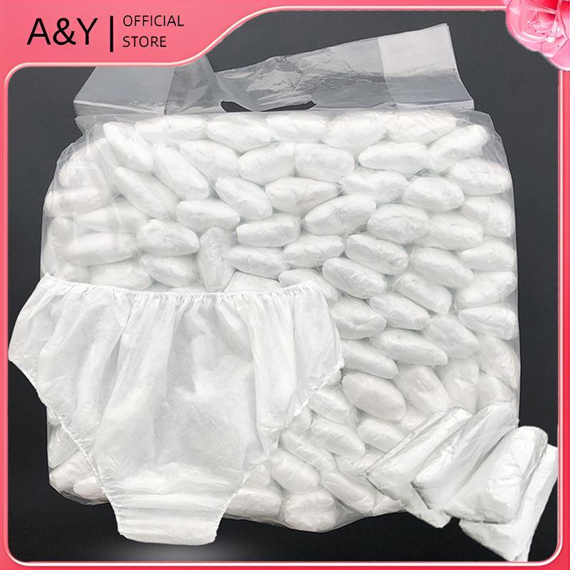 A & Y 10x Quần lót dùng một lần Giấy dệt đôi màu trắng Đồ lót Unisex thả.