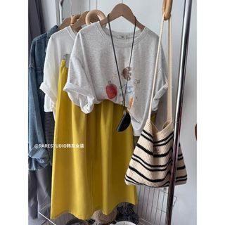 Áo thun nữ 100% cotton cổ tròn, in hình hoạt hình