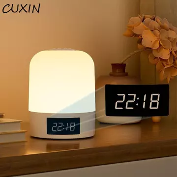 CUXIN Đèn ngủ cảm ứng CUXIN, Đồng hồ kỹ thuật số 3 màu Đèn ngủ phòng ngủ, Chức năng hẹn giờ làm mờ trang trí phòng ngủ Đèn ngủ sáng tạo Phòng trẻ em