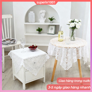 (Vận chuyển địa phương) Khăn trải bàn ăn phong cách ấm áp và tươi mát Ren màu be Chống bụi Trang trí bàn cà phê Khăn trải bàn Nhà đầu giường Vỏ bàn