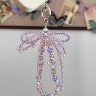 Màu Pha Lê Đính Hạt Nơ Hoa Mặt Dây Chuyền Điện Thoại Di Động Mặt Dây Chuyền Thời Trang Tình Yêu Ngọt Ngào Dâu Móc Khóa K3AP