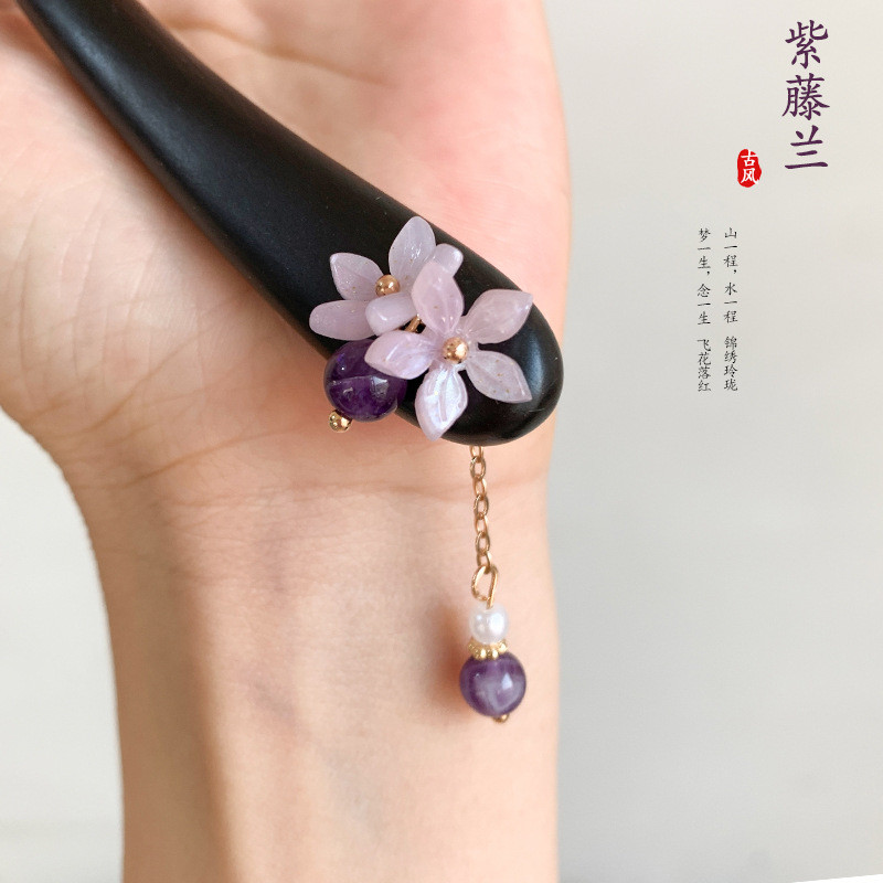 Kẹp Tóc Gỗ Mun Handmade Phù Hợp Với Sườn Xám Cổ Điển -Made in China
