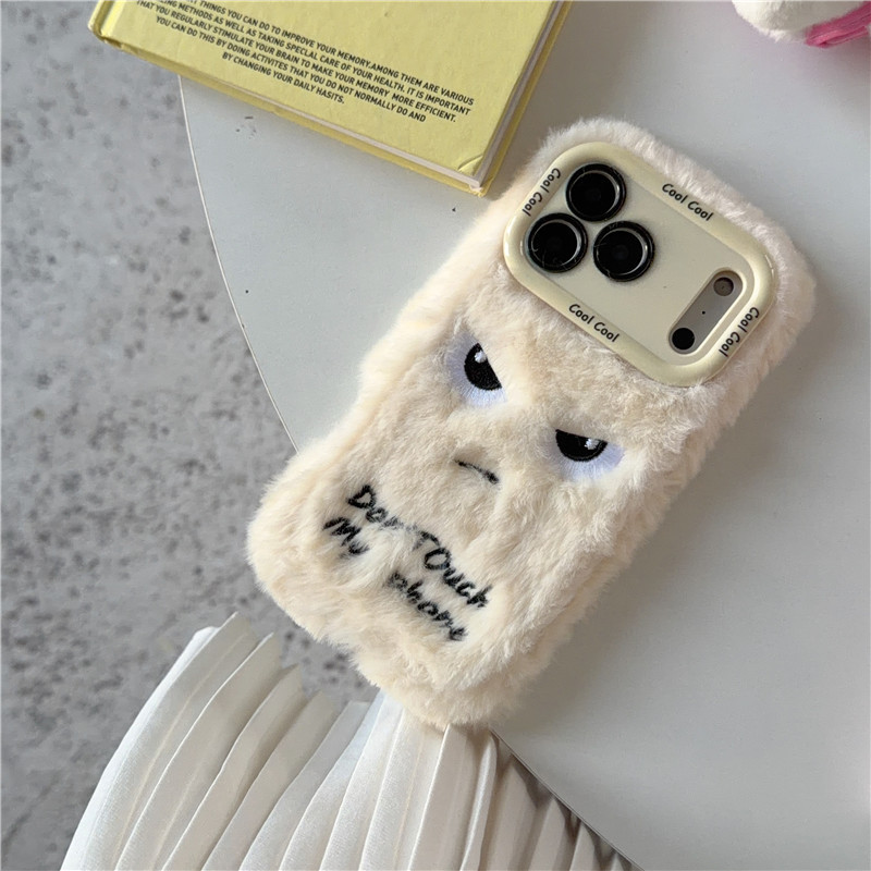 Biểu hiện ngộ nghĩnh Apple 16promax Plush iphone17pro / 14 Vỏ bảo vệ giá đỡ ống kính hoạt hình