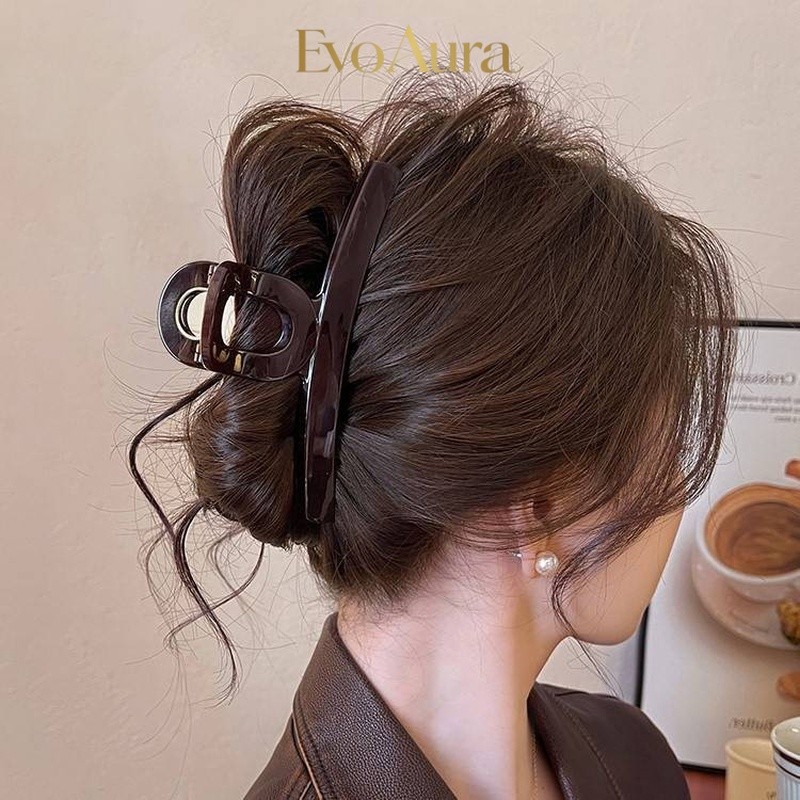 [Hàng Sẵn - 5★] Kẹp Tóc Càng Cua 13cm Màu Nâu Chocolate Sang Chảnh - Kẹp Cá Mập Cỡ Lớn Cho Tóc Dày